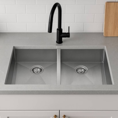 Cuba para Cozinha Dupla de Embutir Aço Inox com Valvúla Dax 74x51cm - DAX-0014-BK-ST