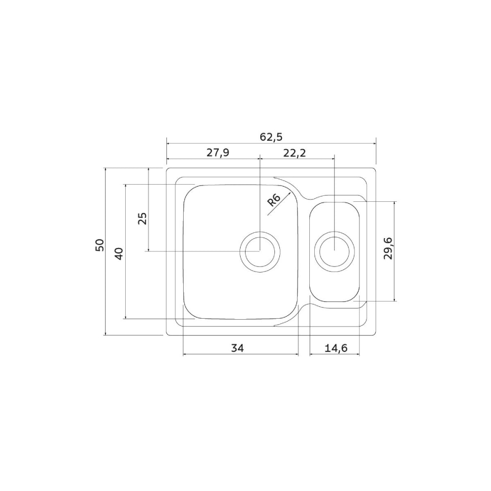 Cuba para Cozinha Tramontina em Aço Inox para Sobrepor Marea Deep 62,5x50cm Acetinado - 93816303