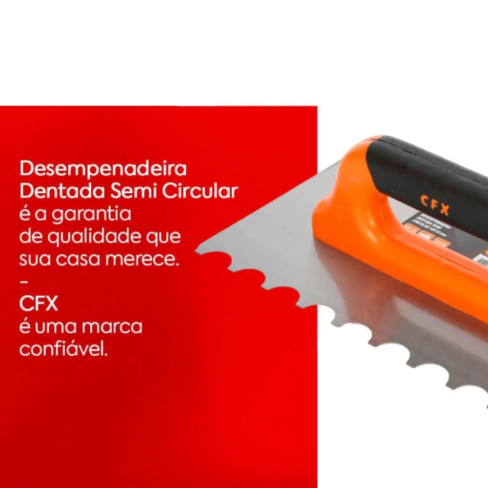 Desempenadeira Ceramfix Aço 10x10cm Semi Circular Dentada - 720036