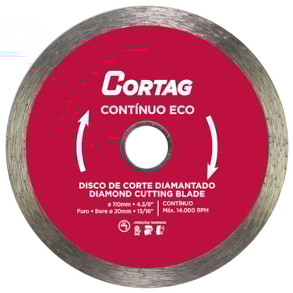 Disco de Corte Diamantado Cortag Contínuo Eco 110x20mm - 61548