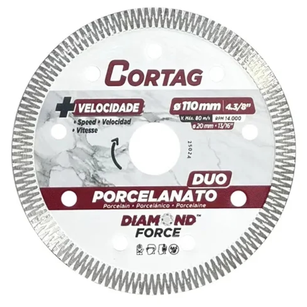 Disco de Corte Diamantado Cortag Porcelanato Duo 110x20mm - 63193