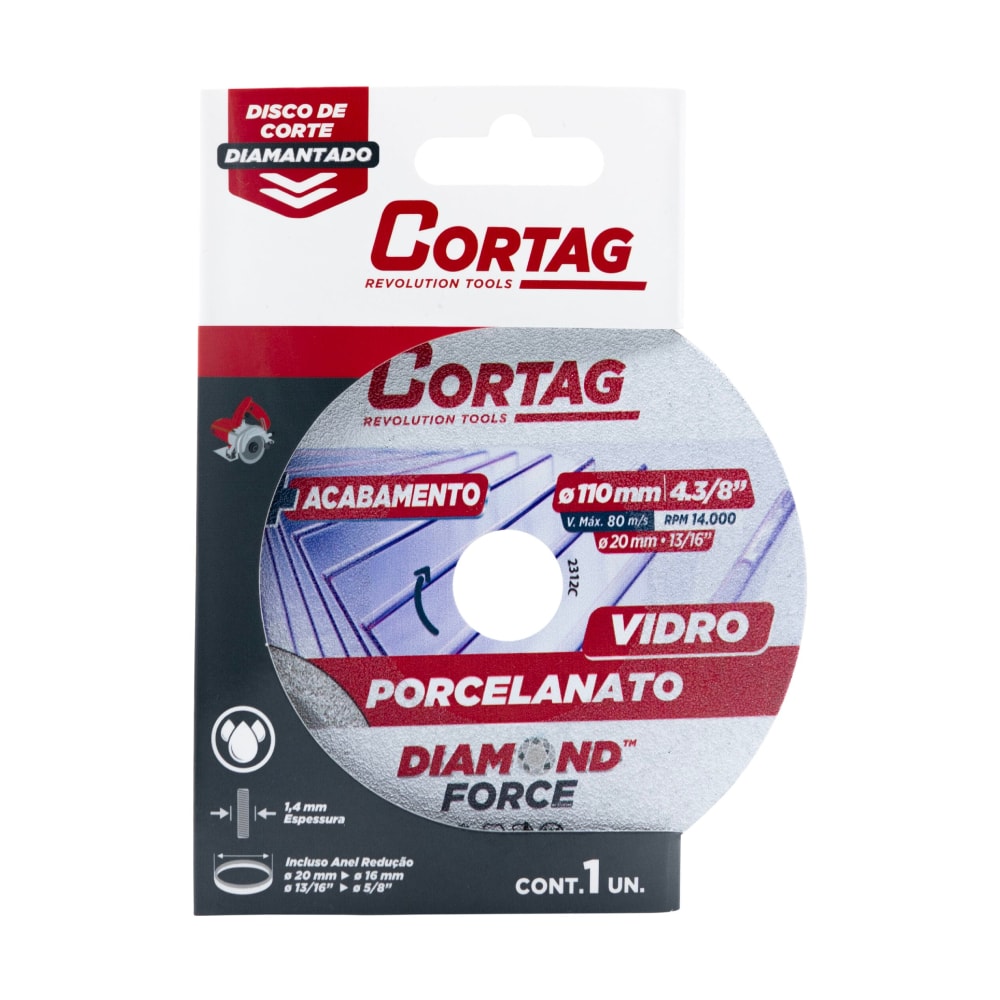 Disco de Corte Diamantado Cortag Porcelanato/Vidro 110 mm - 62796