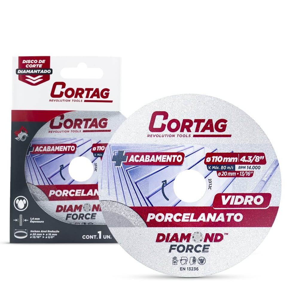 Disco de Corte Diamantado Cortag Porcelanato/Vidro 110 mm - 62796