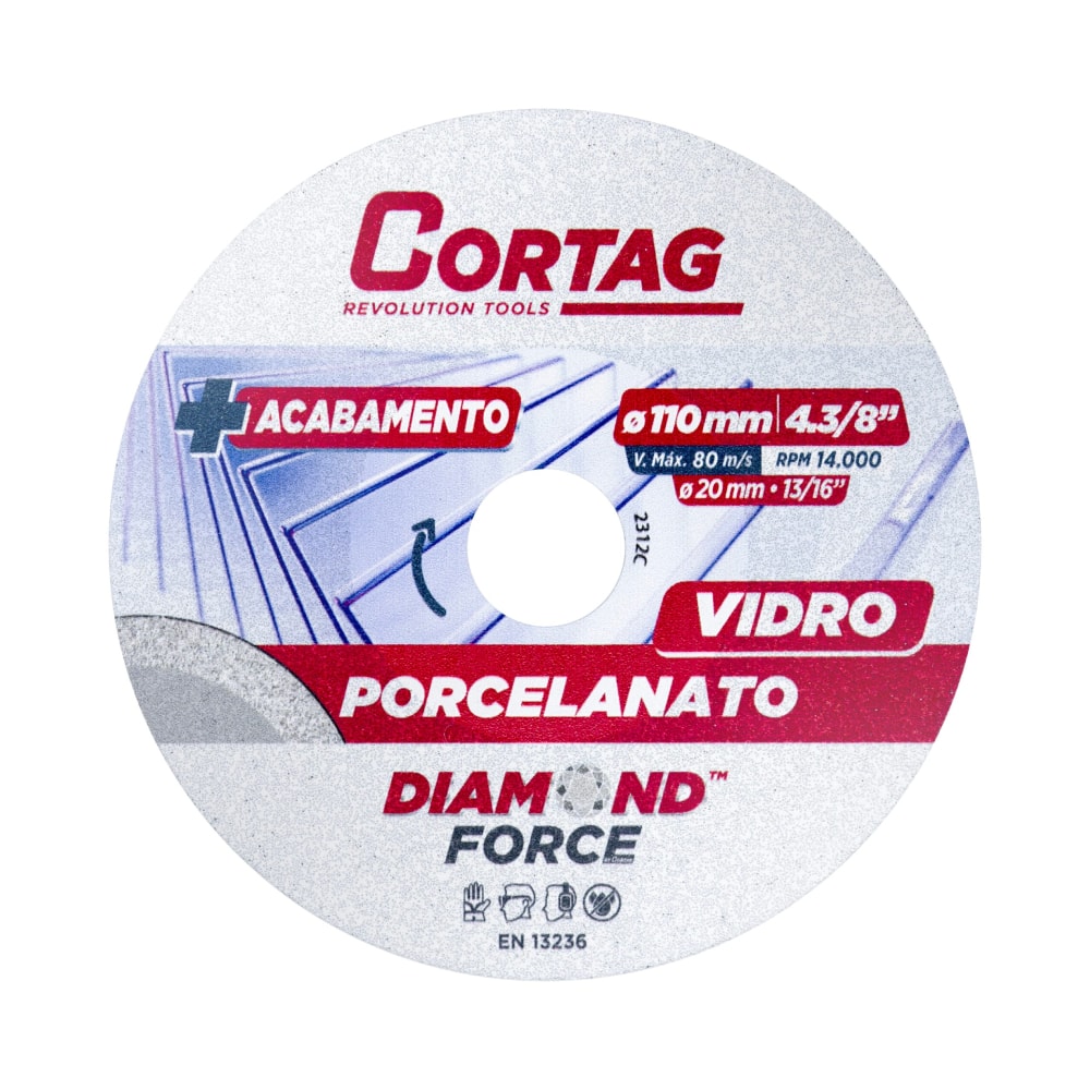 Disco de Corte Diamantado Cortag Porcelanato/Vidro 110 mm - 62796