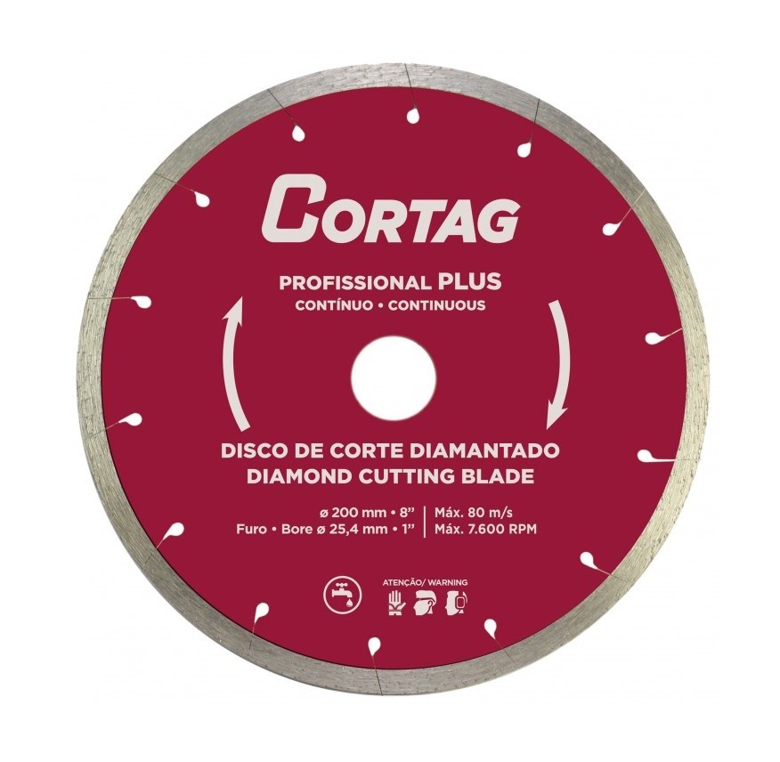 Disco de Corte Diamantado Cortag Profissional Plus 200X25,4mm - 60570