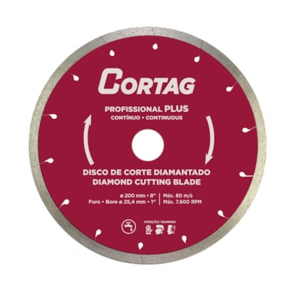 Disco de Corte Diamantado Cortag Profissional Plus 200X25,4mm - 60570