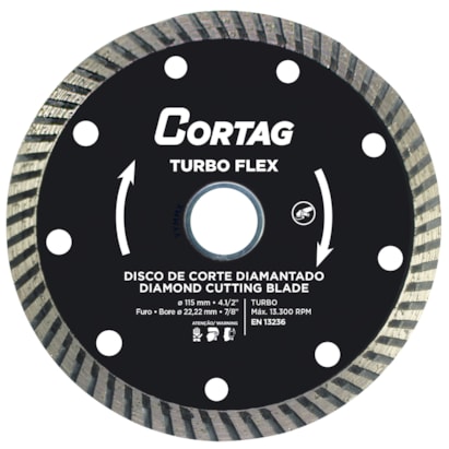 Disco de Corte Diamantado Cortag Turbo Flex 115x22,22mm - 61549