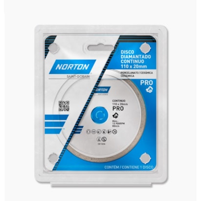 Disco de Corte Diamantado Norton Pro Continuo 110x20mm - 70184624363