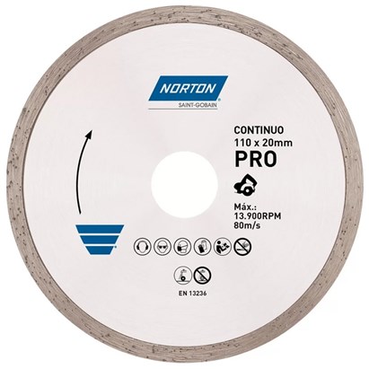Disco de Corte Diamantado Norton Pro Continuo 110x20mm - 70184624363
