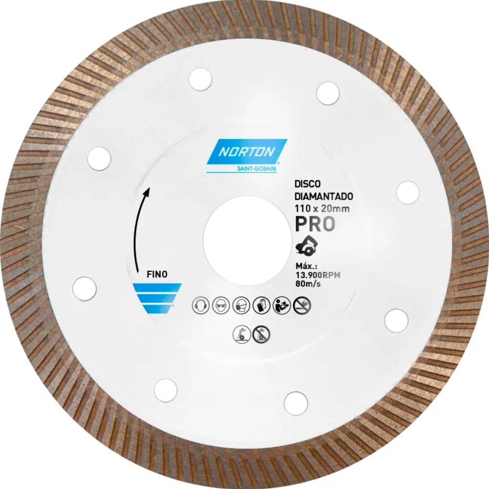 Disco de Corte Diamantado Norton Pro Porcelanato 110x20mm - 70184607598