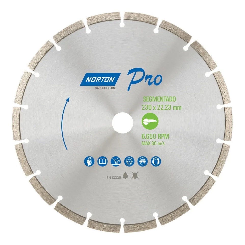 Disco de Corte Diamantado Norton Pro Segmentado 230x22,23mm - 70184645810