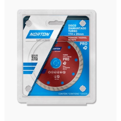 Disco de Corte Diamantado Norton Pro Turbo 110x20mm - 70184624362
