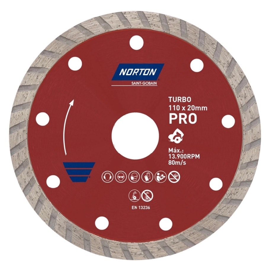 Disco de Corte Diamantado Norton Pro Turbo 110x20mm - 70184624362