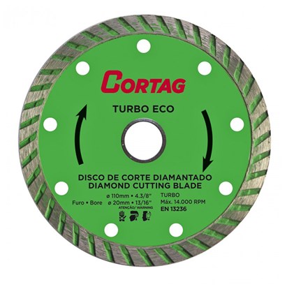 Disco de Corte Diamantado Turbo Eco 110x20mm Cortag - 60598