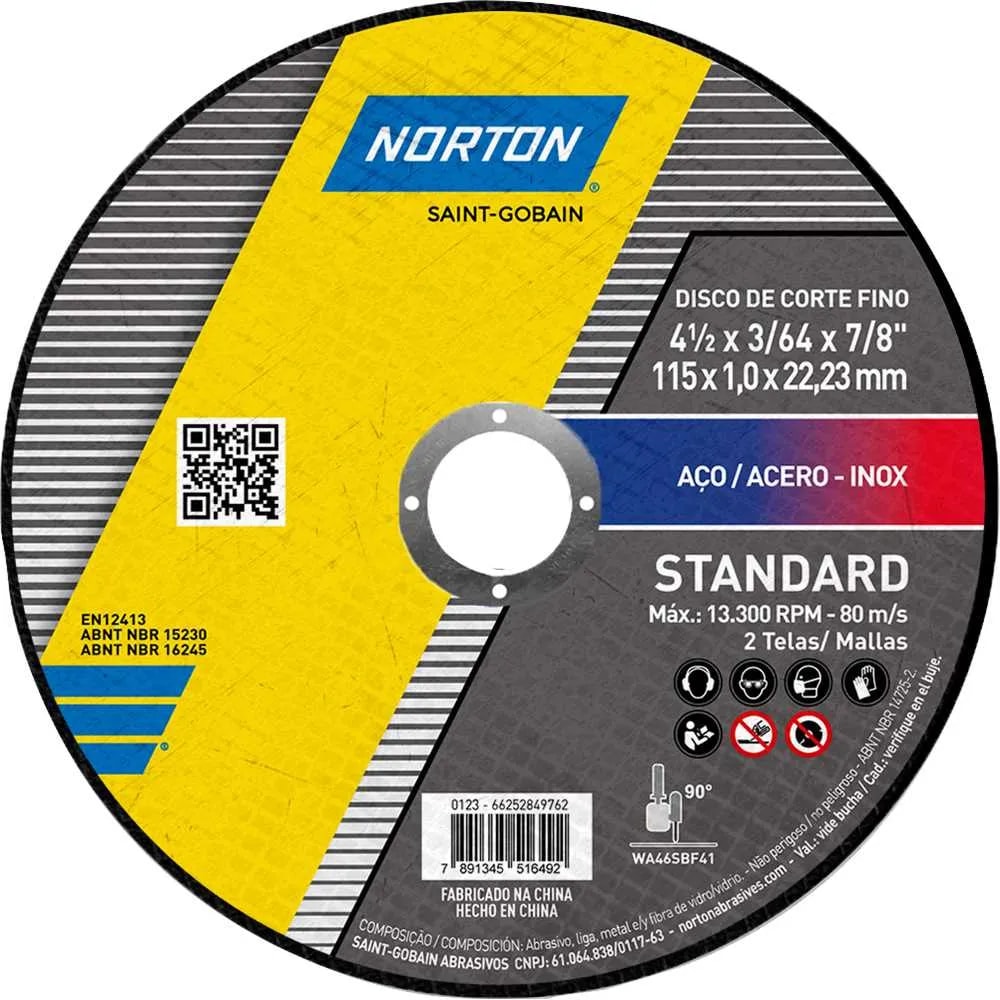 Disco de Corte Norton Standard 115x22,23mm - 66252849762