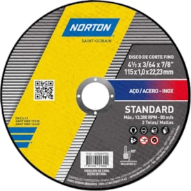 Disco de Corte Norton Standard 115x22,23mm - 66252849762