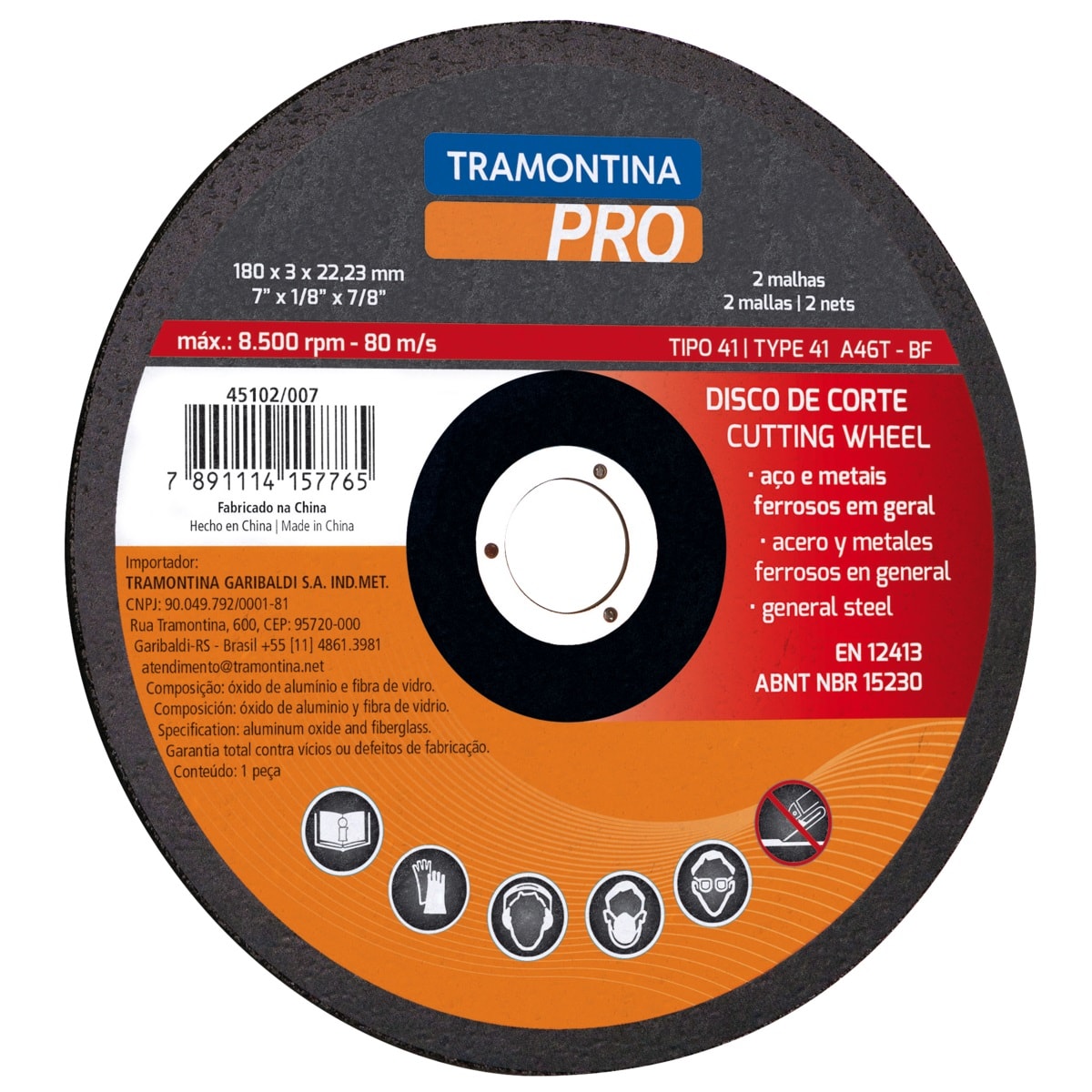 Disco de Corte para Aços e Metais Ferrosos em Geral 4.1/2