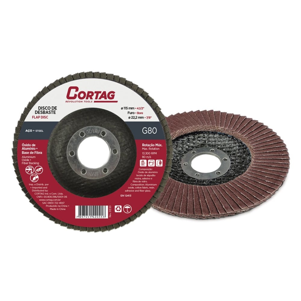 Disco Flap Cortag Para Metais Base Fibra 080 4/12