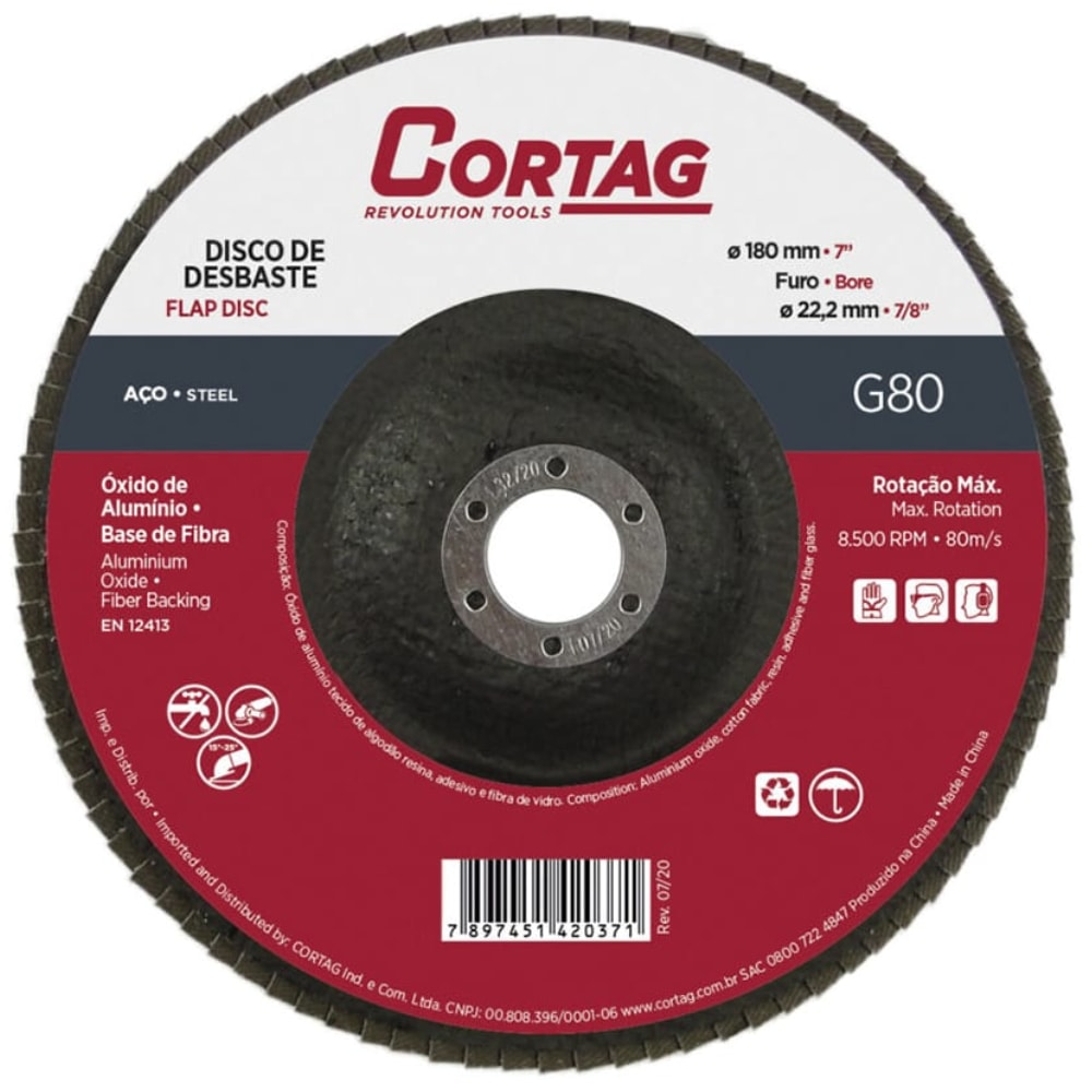 Disco Flap Cortag Para Metais Base Fibra 080 7