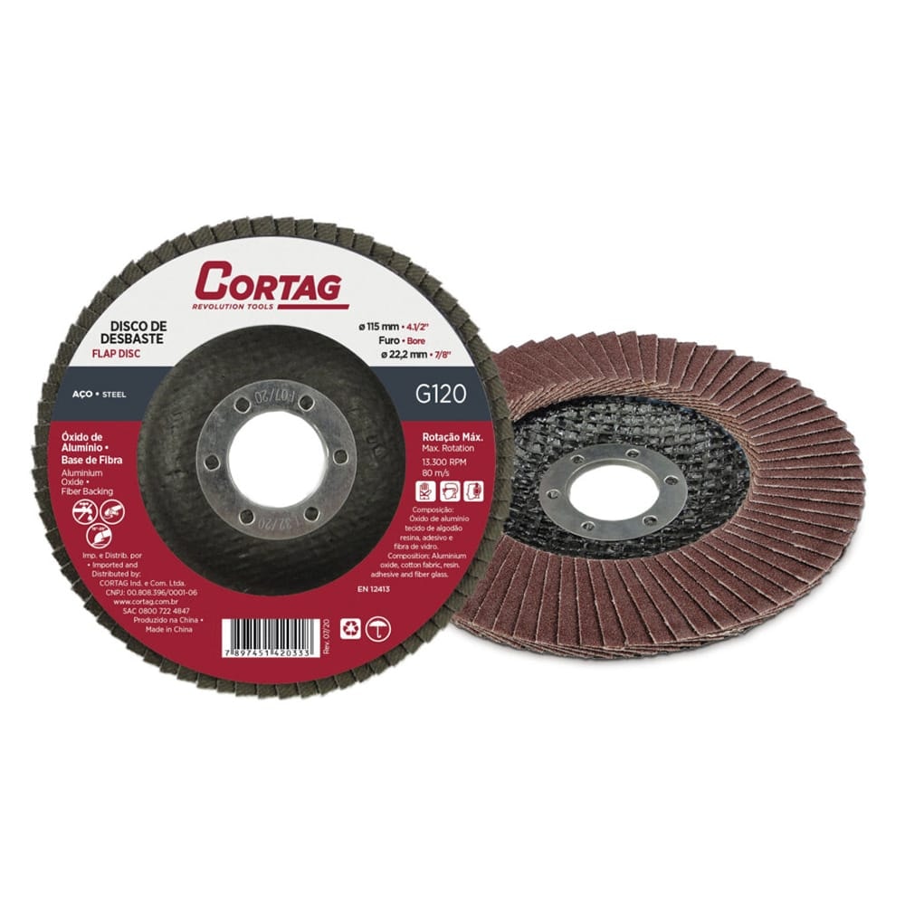 Disco Flap Cortag Para Metais Base Fibra 120 4/12