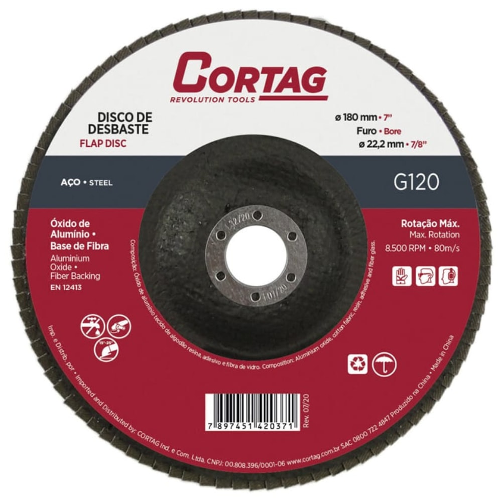 Disco Flap Cortag Para Metais Base Fibra 120 7