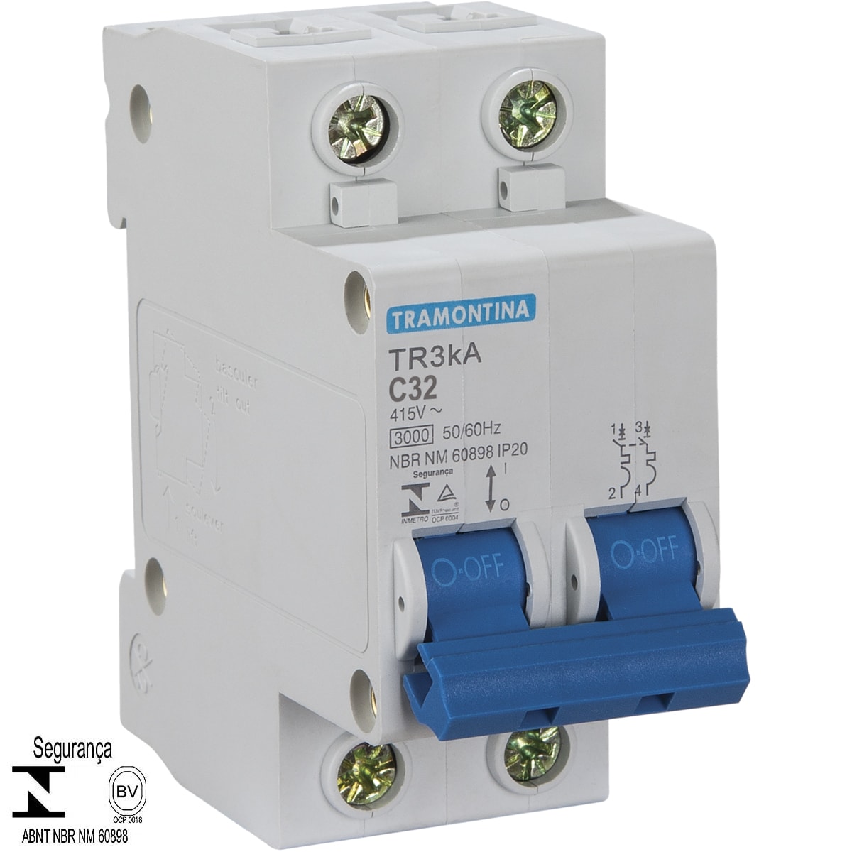 Disjuntor TR3KA 2 P 32 A Curva C Tramontina