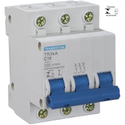 Disjuntor Tripolar Tramontina TR3KA 16 A Curva C - 58013005