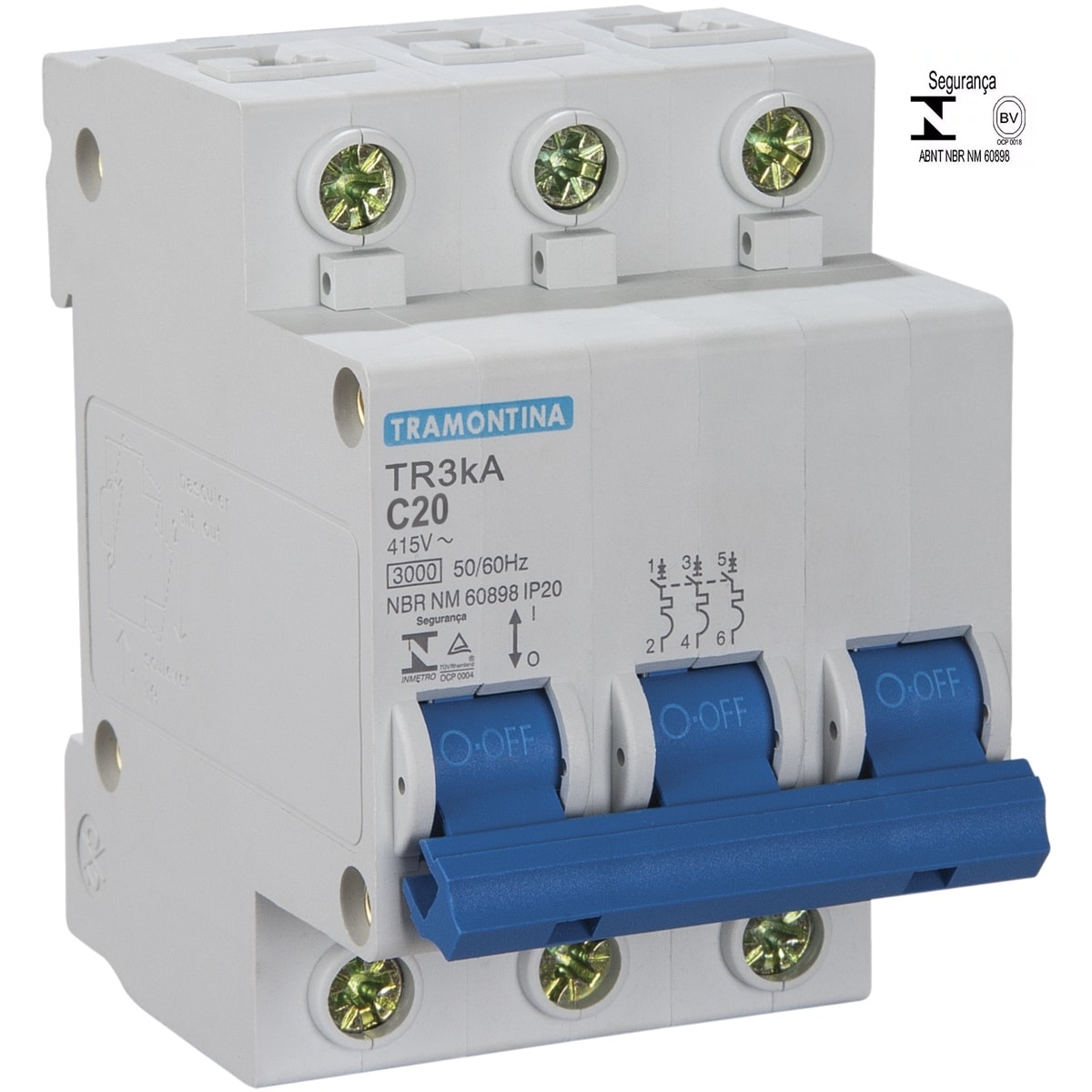 Disjuntor Tripolar Tramontina TR3KA 20 A Curva C - 58013006