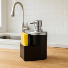 Dispenser Porta Detergente Arthi 600ML Preto Fosco e Cromado - 8120