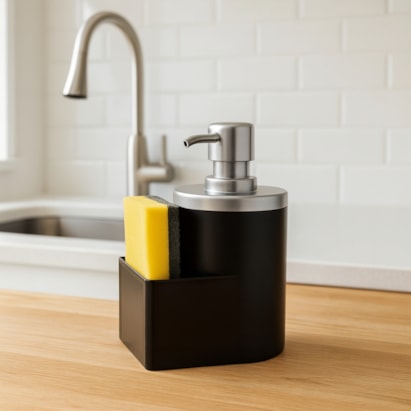 Dispenser Porta Detergente Arthi 600ML Preto Fosco e Cromado - 8120