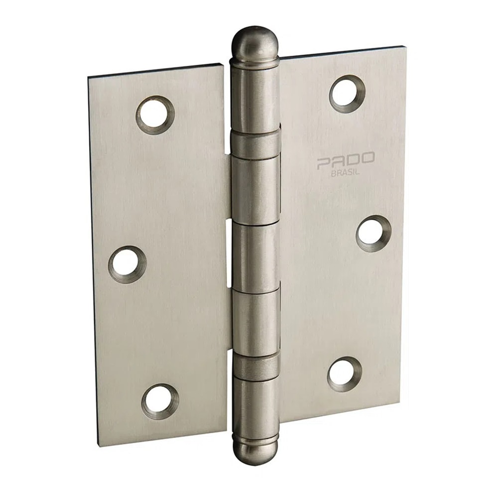 Dobradiça em Aço Pado SM3530 Inox Escovado Kit 3 Peças