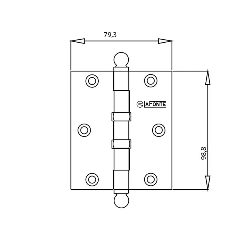 Dobradiça para Porta La Fonte 485 Aço 4X3 Cromado Acetinado