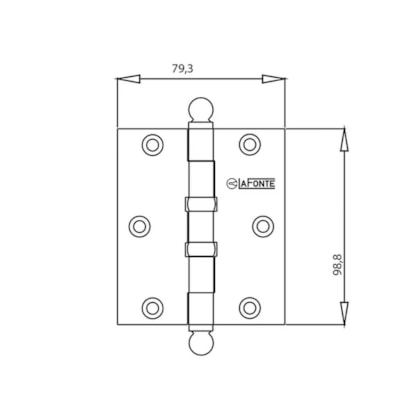 Dobradiça para Porta La Fonte 485 Aço 4X3 Cromado Acetinado