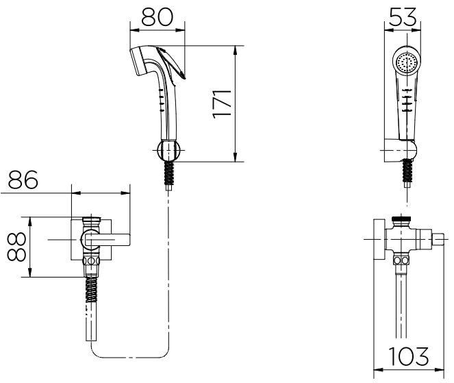 Ducha Higiênica com Derivação Docol Stillo Cobre Escovado - 00823769