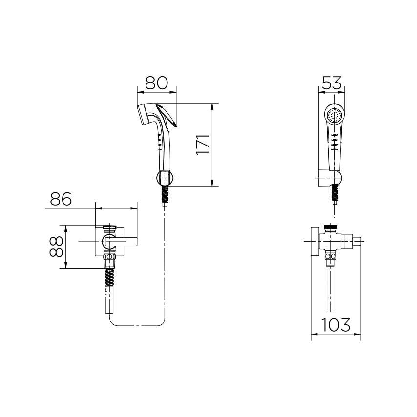 Ducha Higiênica com Derivação e Registro Docol Stillo Grafite Escovado - 00823770