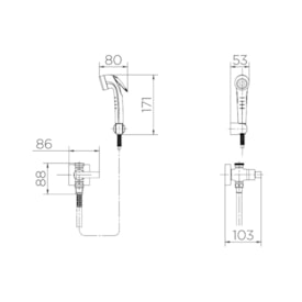 Ducha Higiênica com Derivação e Registro Docol Stillo Grafite Escovado - 00823770