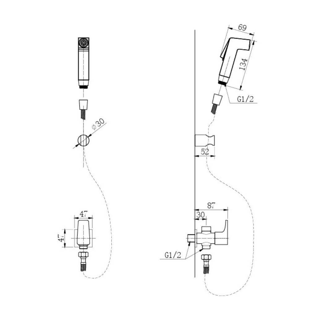 Ducha Higiênica Dax Iguaçu sem Derivação com Registro Cinza - DAX-1984-IG-GR