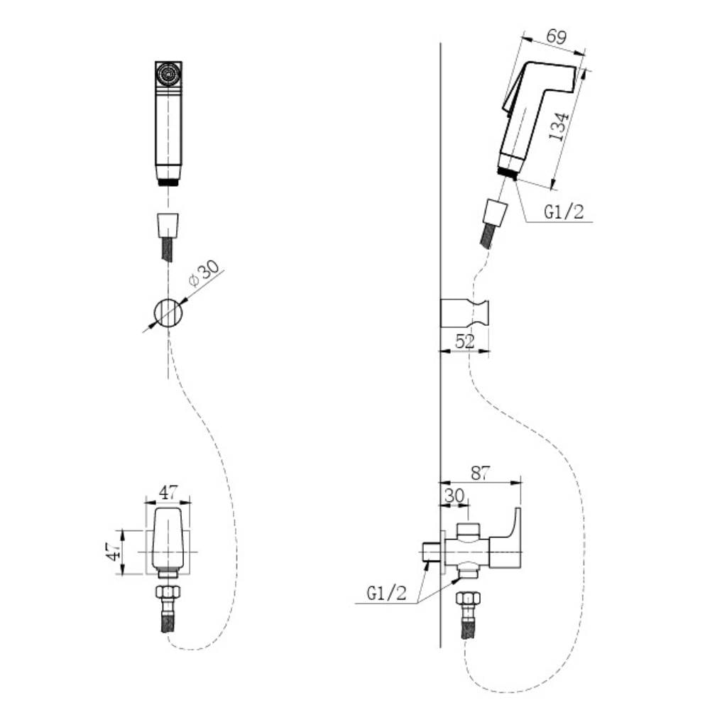 Ducha Higiênica Dax Iguaçu sem Derivação com Registro Cromado - DAX-1984-IG-CR
