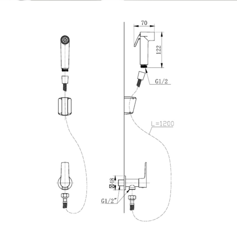 Ducha Higiênica Dax Mendoza com Derivação e Registro Rose Gold - DAX-1984-MZ-RG
