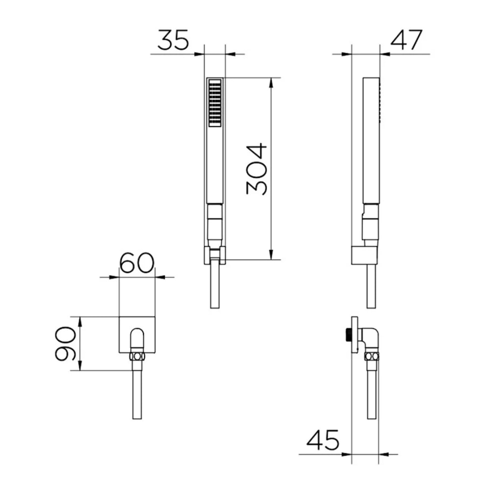 Ducha Higiênica Docol Manual Square 90° com Joelho Cromado - 1834706