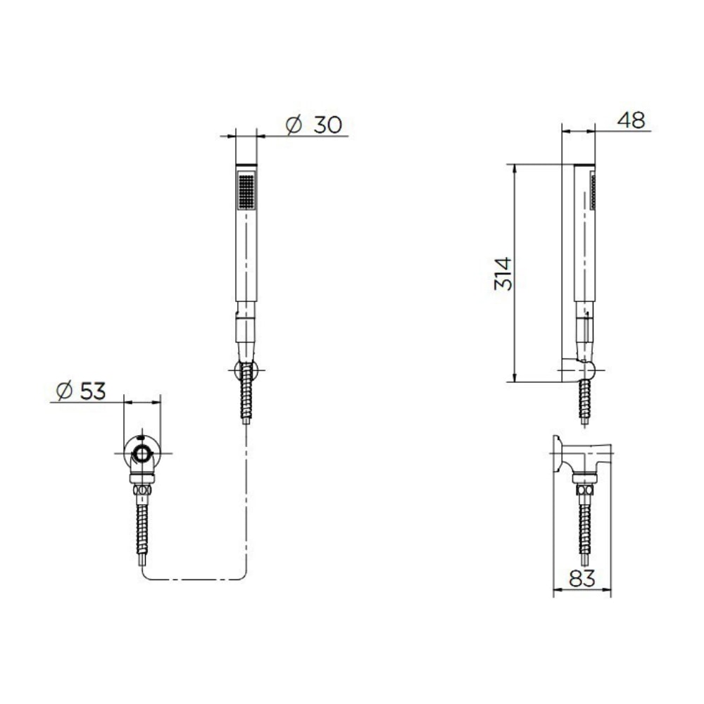 Ducha Higiênica Docol Manual Square C30 90° com Joelho Cromado - 1834606