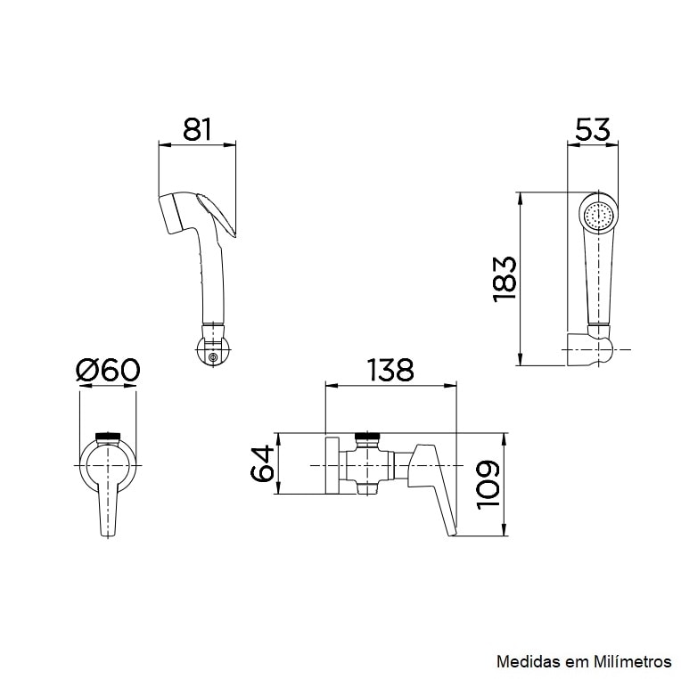 Ducha Higiênica Docol Nexus com Derivação e Registro Cromado - 00718906