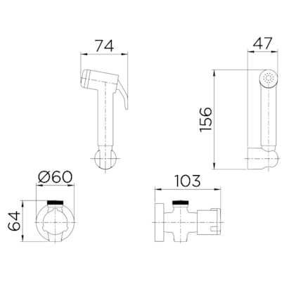 Ducha Higiênica Docol Riva Com Derivação e Registro Cromado - 00454606