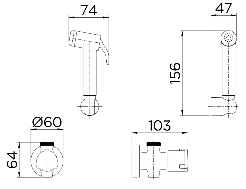 Ducha Higiênica Docol Riva Com Derivação e Registro Cromado - 00454606