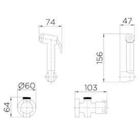 Ducha Higiênica Docol Riva Com Derivação e Registro Cromado - 00454606
