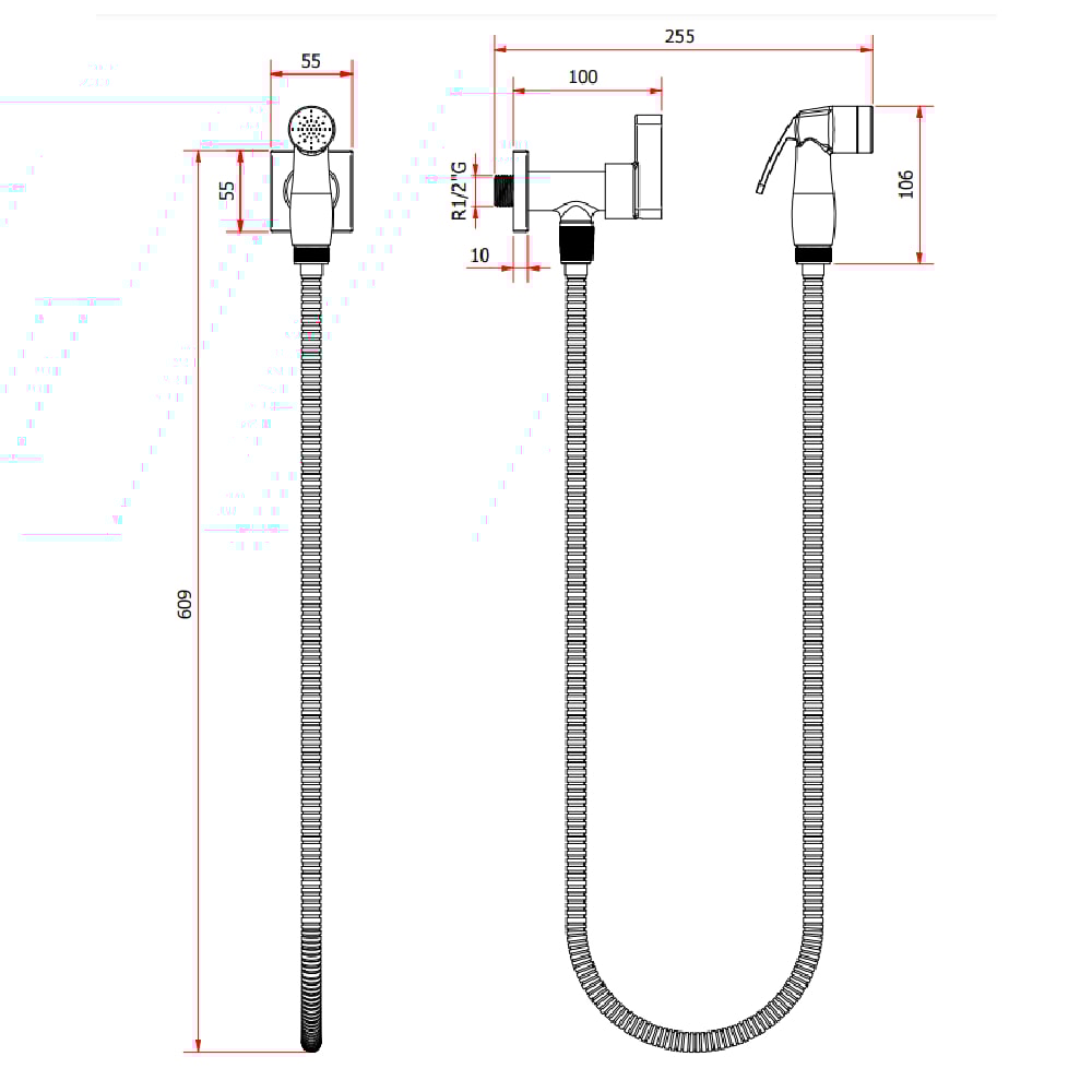 Ducha Higiênica Kimetais Plena Black Matte - DH002333