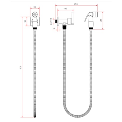 Ducha Higiênica Kimetais Plena Black Matte - DH002333
