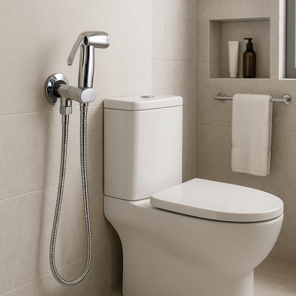 Ducha Higiênica Kimetais Pratika com Registro 1/4 de Volta e Flexível Cromada - DH002338