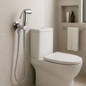 Ducha Higiênica Kimetais Pratika com Registro 1/4 de Volta e Flexível Cromada - DH002338