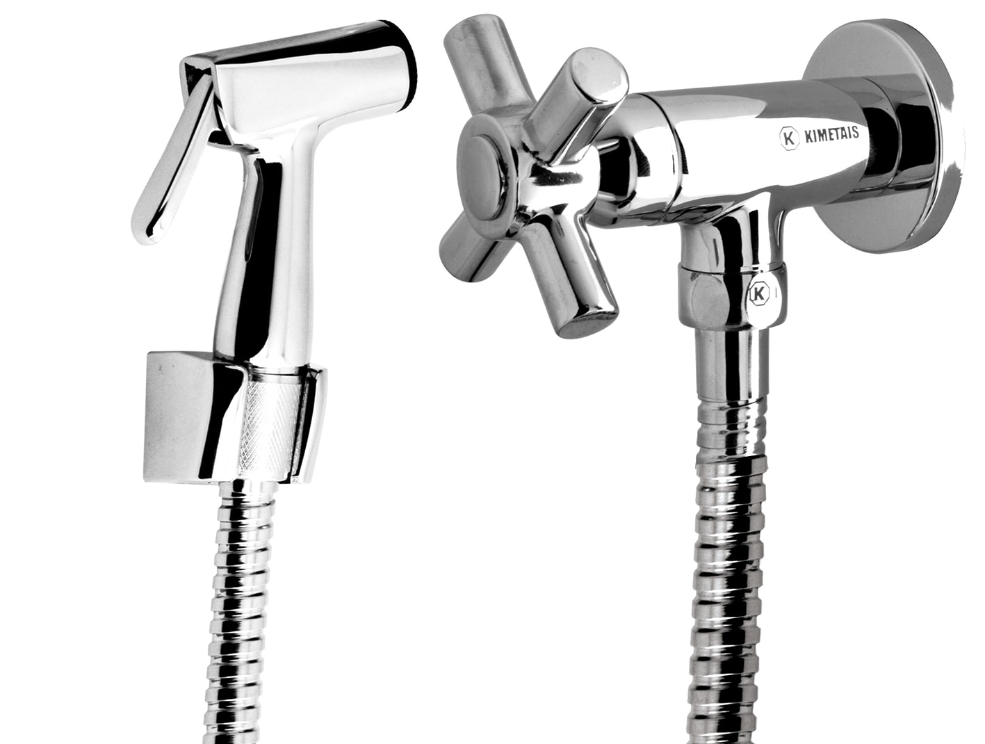 Ducha Higiênica Manual Com Registro e Flexivel Metálico 1/4 Volta Sun Light 1050 - Kimetais